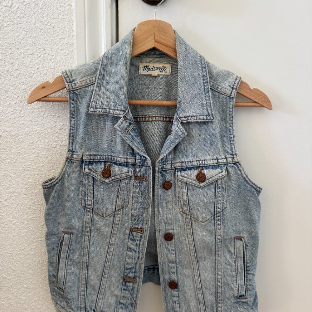 Madewell Women's Denim Vest Jean‎ Jacket Sleeveless Light Wash Size XS